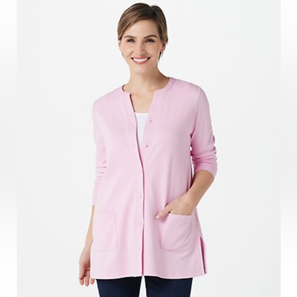 Isaac Mizrahi Tops - NWT QVC Isaac Mizrahi Live! Essentials Pima Cotton Button Front Cardigan, Size M
